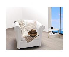 Soleil docre Plaid 130x150 cm COTONADE Taupe, Polyester Coton, Ecru, 150x130 cm