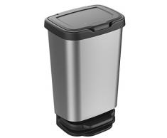 M-Home |PLS8160-91 Poubelle à Pédale | JIVE 40L | Plastique Gris Alu | 39 x 29 x 63.5 cm