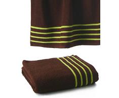 Drap De Bain 100x150 cm 100% Coton - 550 grS/m2 Chocolat avec Liserets Anis