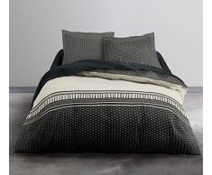 TODAY Parure Atlas, 100% COTON-57 Fils, Beige, Noir, 240X220 CM
