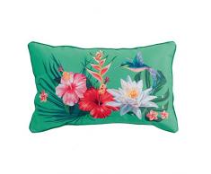 COUSSIN PASSEPOIL 30 x 50 CM POLYESTER IMPRIME JARDIN EXOTIQUE DES. PLACE
