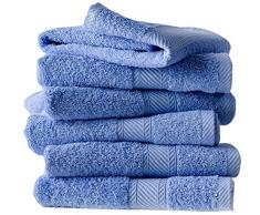 De Witte Lietaer 194839 Lot de 6 Serviettes de bain Coton Bleu 100 x 50 cm