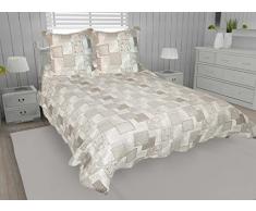 Soleil docre Nimes Couvre Lit Boutis Matelassé avec 2 Taies dOreiller, Polyester, Multicolore, 220x240 cm
