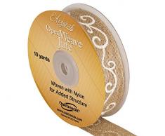 Eleganza 25 mm x 10 yd en Filigrane Open TressÃ© Jute Rouleau de Papier dimpression Blanc