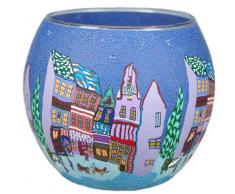 Him CC254 photophore Verre Ville en Hiver (Winter Town), Multicolore, 11x11x9 cm