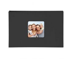 Goldbuch Album avec découpe pour Photo, Photo en Papier texturé pour Photos de 10 x 15 cm, Reliure de qualité supérieure en Papier texturé Aspect Lin, Papier, Noir, für 40 Fotos quer