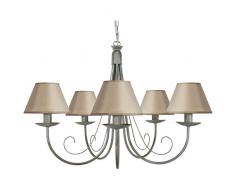 Tosel ILU5034664 Lustre, Tube Acier, Peinture Ã©poxy, Abat-Jour Cotton, E14, 60 W, Taupe