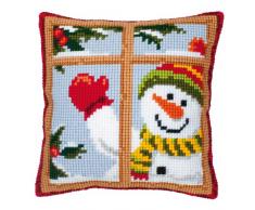 Kit coussin au point de croix Bonhomme de neige