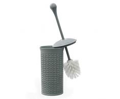 JVL Brosse WC et Support en Plastique Taille Unique 40 x 12 cm, Plastique, Gris, Taille Unique