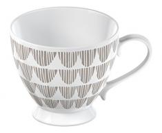 Creative Tops La Cafetière Tasse sur Pied en Porcelaine Motif Banderole Taupe