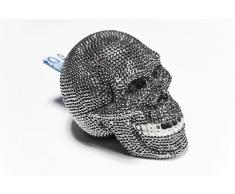 Kare 32021 Tirelire en Forme de crÃ¢ne Humain, recouvert de Cristaux, Argent