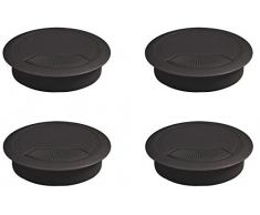 Emuca 3196417 Lot de 4 Passe-câbles ronds encastrables en Plastique pour table de bureau ⌀ 80 mm Noir