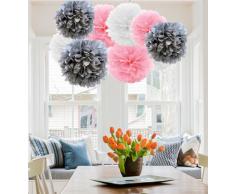 A Liittle Tree Guirlande de Pompons en Papier de Soie Ã Suspendre avec Un Petit Arbre - 9/12 piÃ¨ces - 20,3 cm + 25,4 cm