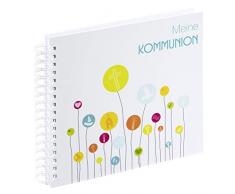Hama Album Spirales pour Communion, 28 x 24 cm, 50 Pages Blanches vides pour 100 Photos en 10 x 15 cm, Album de Souvenirs coloré/Blanc