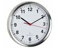 TFA-Dostmann Horloge Murale Radio-pilotÃ©e avec mÃ©canisme Silencieux Sweep en Aluminium et Verre Blanc 220 x 45 x 220 mm