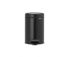 Brabantia 113321 Poubelle à Pédale Newicon avec Seau en Plastique, 3 L - Noir Mat