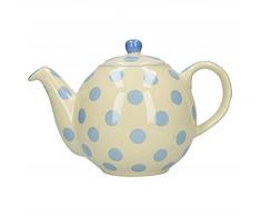 London Pottery 4 Cup Globe Teapot Aubergine Spots on Ivory