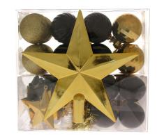 WeRChristmas Boules de 42Â piÃ¨ces en Forme de Lot avec Sapin et Guirlande, Or/Noir