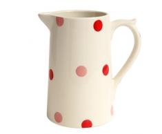Red Spot Grande cruche en faïence à Pois Rouges, Rouge/crème