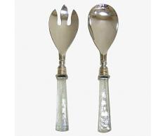 Better & Best Couverts à salade en métal avec poignées carrées en verre, 7 x 2,5 x 28,5 cm chacun,