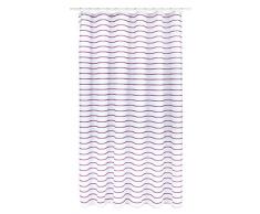 Croydex Prune Pinstripe Rideau de Douche en Textile avec Hygiene n Clean, Blanc/Prune
