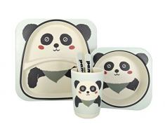 Jocca Enfants Ensemble de Vaisselle en Forme de Panda, Bambou, Blanc, 25.5Â x 23.5Â x 9.5Â cm