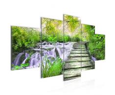 Tableau decoration murale Paysage de cascade 200 x 100 cm - XXL Impression sur Toile Salon Appartment 5 Parties - prêt à accrocher - 612551a