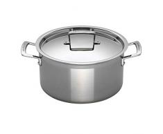 Le Creuset Faitout en Inox 3-ply Intégral avec Couvercle, 20 cm, Capacité 4 L, Compatible avec Toutes Sources de Chaleur (y Compris Induction), Argenté