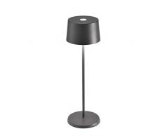 Zafferano Olivia Lampe de Table LED Ã intensitÃ© Variable, Protection IP65, Utilisation intÃ©rieure/extÃ©rieure, Chargeur Micro USB, H35,5 cm, Prise UE-Gris FoncÃ©