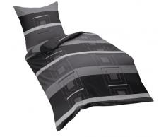 Kaeppel G-100226-10D3-VA97 Quartetto Parure de lit en Satin de Coton Noir 1 taie doreiller 80 x 80Â cm et 1 Housse de Couette 155 x 220 cm