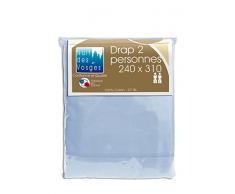 Nuit des Vosges 2096927 Cotoval Drap de Lit Uni Coton Ciel 240 x 310 cm