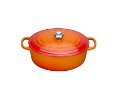 Le Creuset, Cocotte Signature en Fonte Ãmaillée avec Couvercle, à 27 cm, Ovale, Compatible avec Toutes Sources de Chaleur (Induction Incluse), Capacité : 4.1 L, 4.425 kg, Volcanique