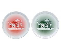 Alessi Aaa03set1 #vivanapoli Set de deux Assiettes Ã Pizza en Porcelaine DÃ©corÃ©e, Rouge et Vert