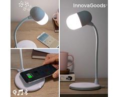 InnovaGoods Lampe LED avec haut-parleur et chargeur sans fil Akalamp, blanc