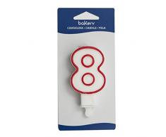 Decora 0316508 NR 8 Bougie avec Bord Cire Blanc 7,5 x 4,0 x 1,0 cm