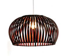 Luminaire Floral wengé, suspension bambou, 60 W, naturel, ø 35 x H 20 cm