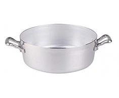 Pentole Agnelli Casserole Basse en Aluminium BLTF, avec 2 poignÃ©es en Acier Inoxydable - ArgentÃ© 30Â cm Argent