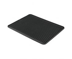 iDesign égouttoir à vaisselle, grand tapis égouttoir en silicone, tapis égouttoir vaisselle rainuré pour séchage des couverts et assiettes, noir