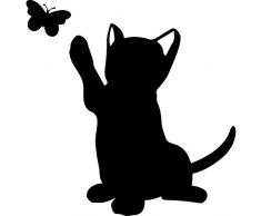 TATOUTEX Stickers Chat et Papillon - Vert Lime, L 40cm x H 40cm