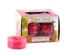 Yankee Candle 1230732 Boîte de 12 Lumignons bougies parfumées senteur Fruit du Dragon Rose