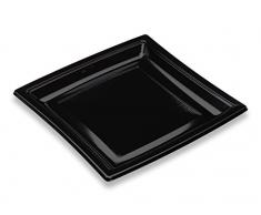 GUILLIN - QUADRIPACK ACF240N CARTON DE 400 Assiette CarrÃ©e RÃ©utilisable, Plastique, Noir, 23,8 x 23,8 x 2 cm