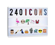 Relaxdays 10022551 Set Suppléments Boîte à lumière LED 240 Signes originaux, Extension Lettres Chiffres Icônes, multicolore, 6,5 x 3,5 cm