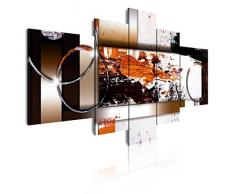 Dekoarte 87 - Tableau moderne sur toile montÃ© sur cadre en bois 5 piÃ¨ces, style abstrait dans des tons blancs, marrons et noirs, 180x85cm