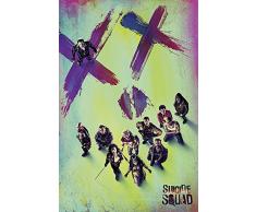 DC Comics PP33814 Suicide Squad (Face) Maxi Poster, Bois Dense, Multicolore, 61 x 91,5 cm