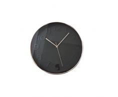 THE HOME DECO FACTORY HD3304 Horloge Ronde, PP, Noir/Cuivre, 30,7 x 4,5 x 30,7 cm
