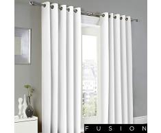 Fusion Paire de Rideaux Ã Åillets, 100% Coton, Blanc, 66 Width x 90 Drop (168 x 229cm)