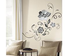 Thedecofactory 54249 RMK2783GM Stickers muraux Floral Noir et Blanc, Multicolore, 48 x 8 x 8 cm
