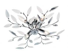 Nino Leuchten 63180406 Nottingham Suspension 4Â lampes avec dÃ©corations en verre transparent et mÃ©tal chromÃ© Blanc satinÃ© DiamÃ¨tre 60Â cm hauteurÂ 15 cm