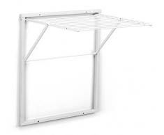 Arredamenti Italia AR_IT- 604 KLEDY Etendoir à Linge Mural Hêtre Massif couleur Blanc Laqué 69 x 80 x 63 cm