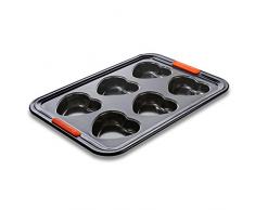 Le Creuset 94103039000000 Moule à 6 Muffins CÅur Anti-Adhérent, sans PFOA, Résistant au Levain, Anthracite/Orange